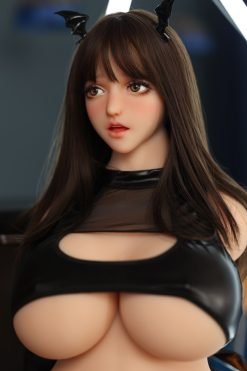 Torsión de estilo anime de 80 cm con cabello castaño - Muñeca de masturbación en TPE realista
