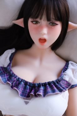 Torso de elfo anime de 80 cm con cabeza de pelo marrón - Masturbador de TPE realista con manos