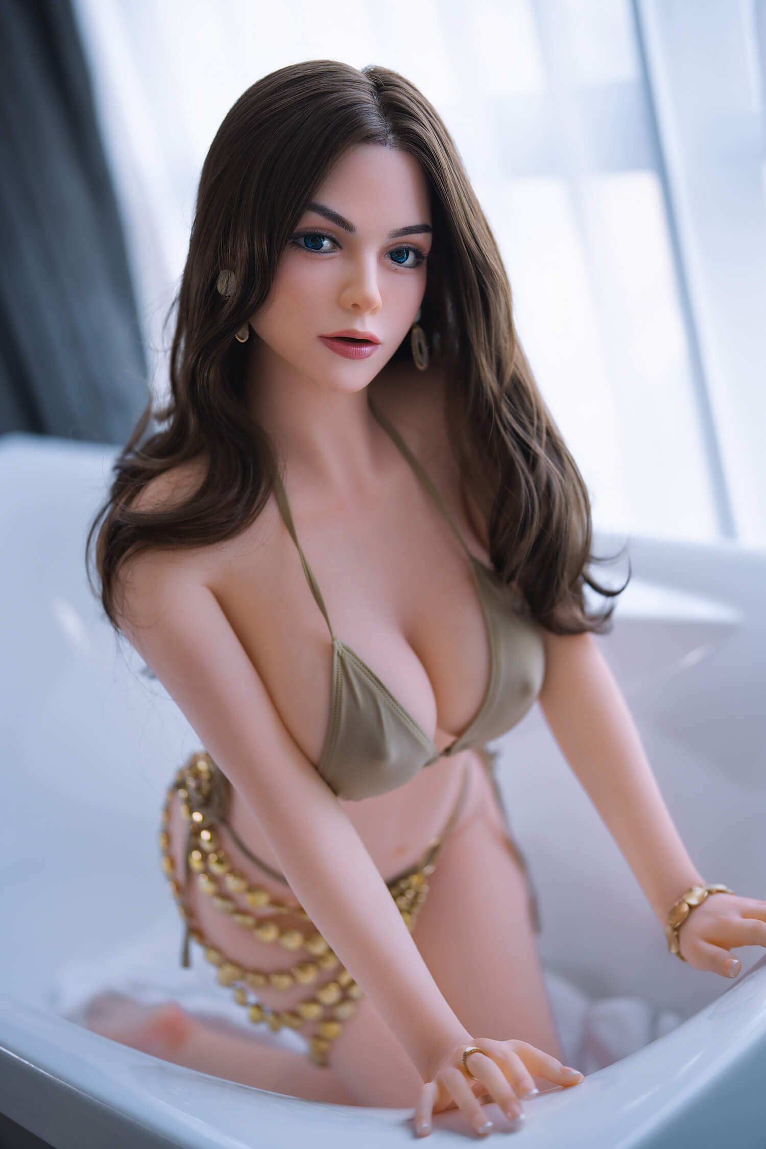 Marcellia - 158 cm muñeca con cabeza de silicona y cuerpo TPE, mandíbula móvil ROS - Personalizable