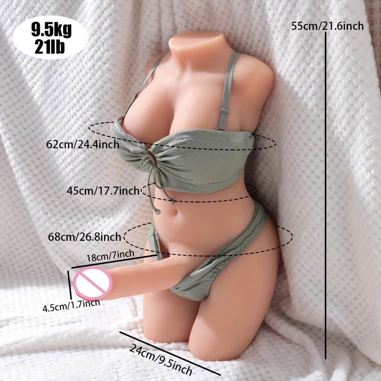 Torse Sexual Shemale Ultra-Realista en TPE, 55CM - Capacidades Vaginal y Anal